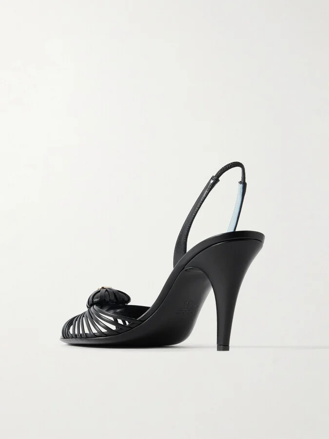 Valentino Garavani - Royal 85 Leather Slingback Sandals - Black - Image 3