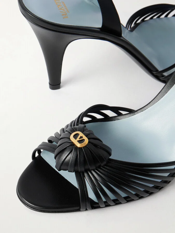Valentino Garavani - Royal 85 Leather Slingback Sandals - Black - Image 4