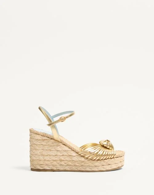 Valentino Garavani ROYAL WEDGE SANDAL IN METALLIC NAPPA LEATHER 100MM