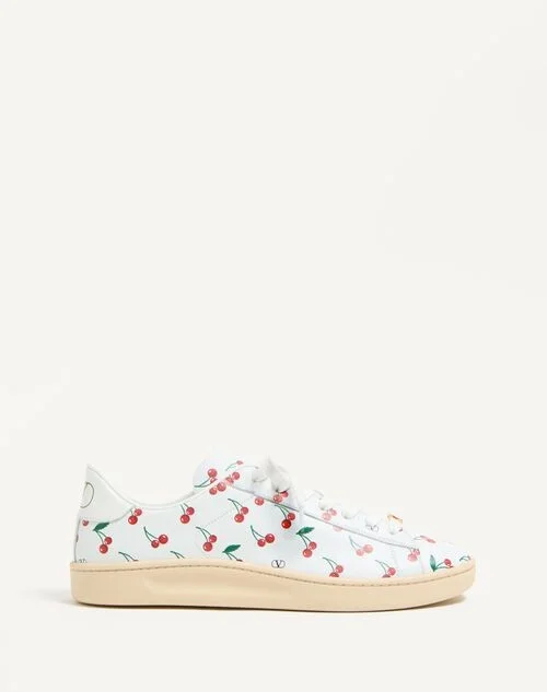 Valentino Garavani Royco Sneaker In Nappa Calfskin With Cherryfic Pattern