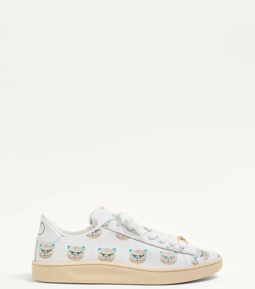 Valentino Garavani Royco Trainer In Nappa Calfskin With Le Chat De La Maison Pattern