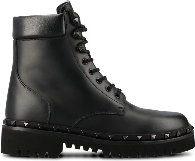 Valentino Garavani Ruckstud Lace-Up Ankle Boots