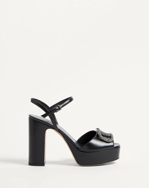 Valentino Garavani SANDAL WITH VLOGO SIGNATURE PLATFORM IN CALFSKIN 115MM