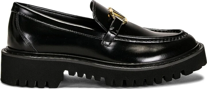 Valentino Garavani Signature V Logo Loafers in Black