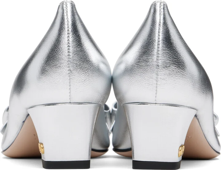 Valentino Garavani Silver Bowow Heels - Image 2