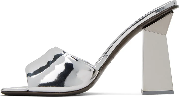 Valentino Garavani Silver One Stud Hyper Sandals - Image 3