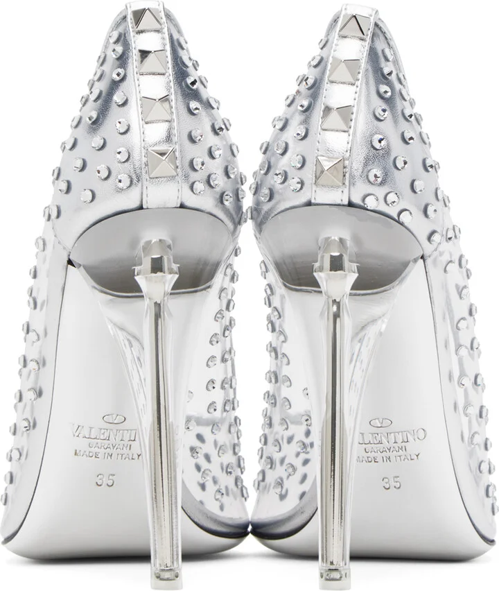 Valentino Garavani Silver Rockstud Heels - Image 2