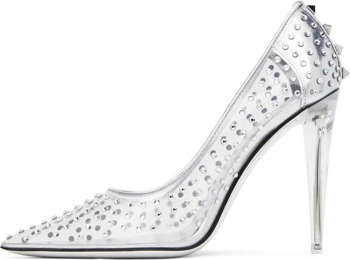 Valentino Garavani Silver Rockstud Heels - Image 3