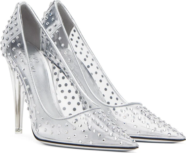 Valentino Garavani Silver Rockstud Heels - Image 4