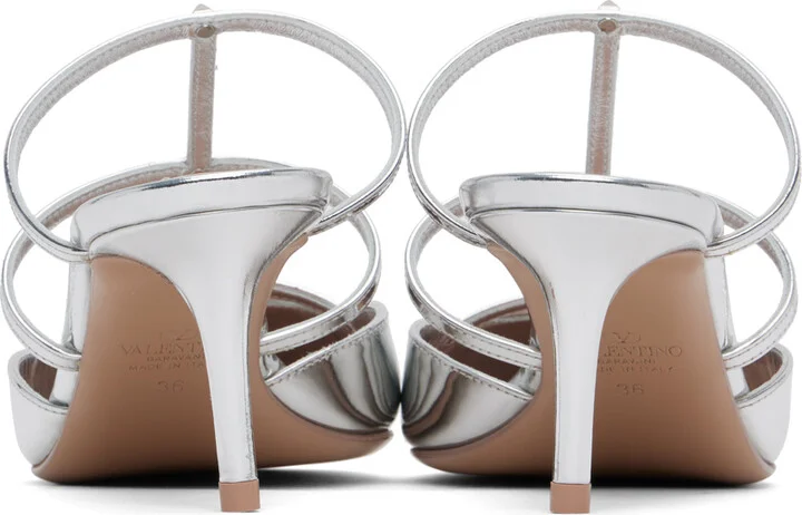 Valentino Garavani Silver Rockstud Wispy Calfskin 60mm Mules - Image 2