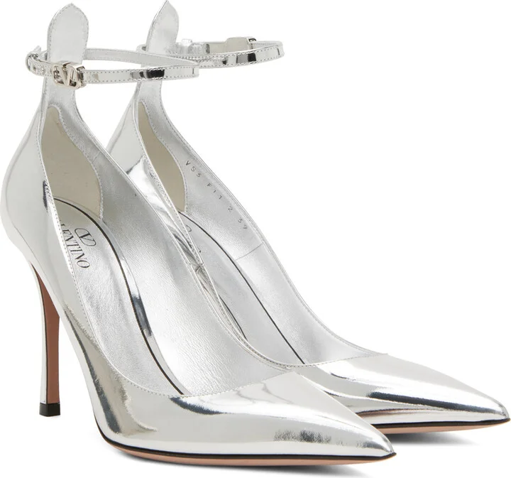 Valentino Garavani Silver Tan-Go 100 Heels - Image 4