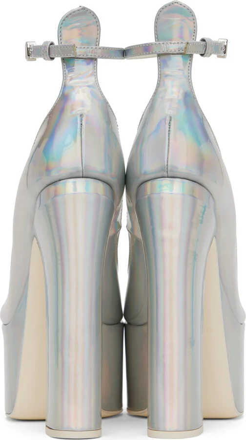 Valentino Garavani Silver Tan-Go Platform Heels - Image 2