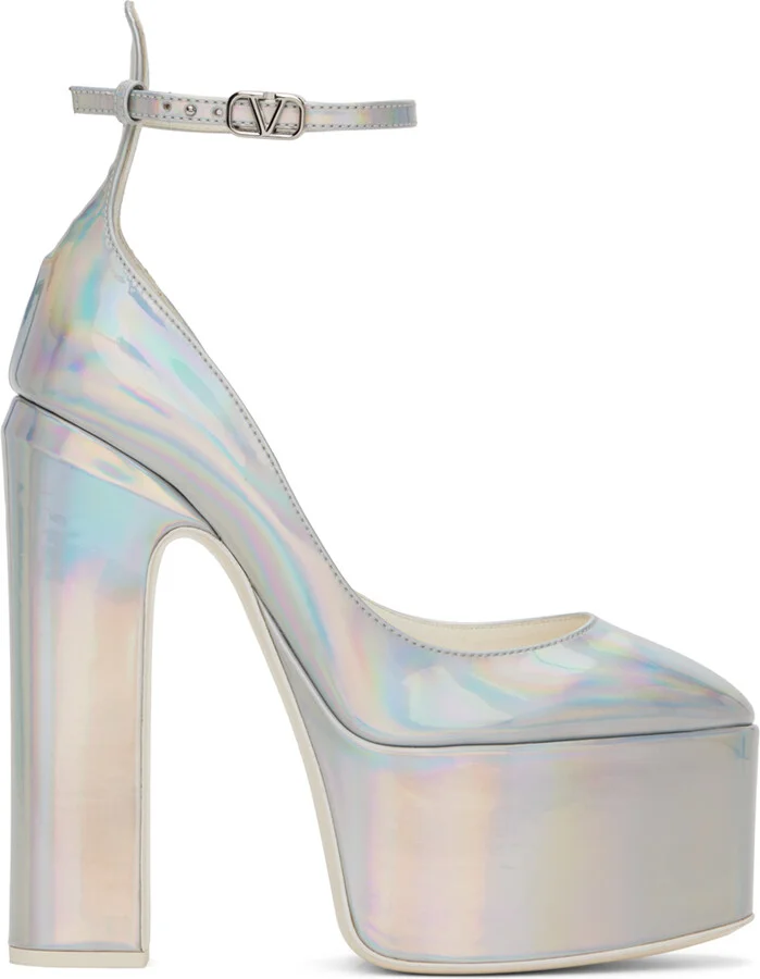 Valentino Garavani Silver Tan-Go Platform Heels