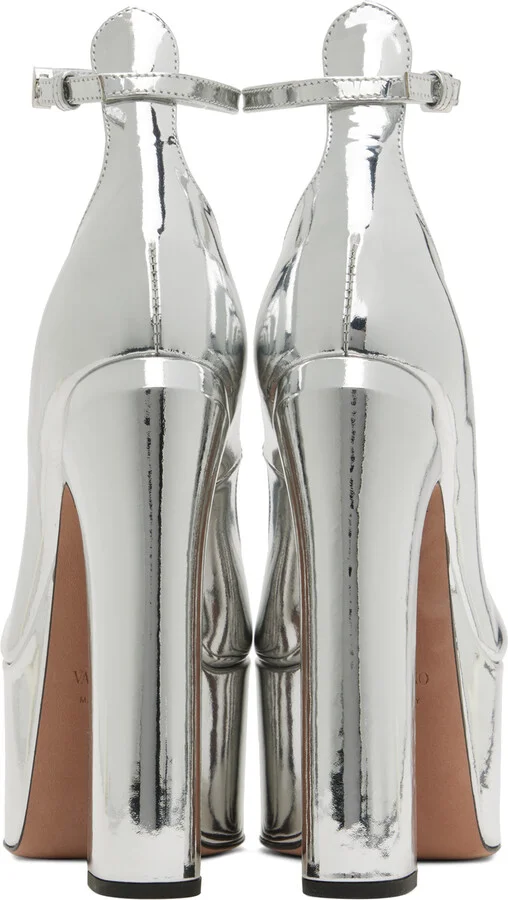 Valentino Garavani Silver Tan-Go Platform Pumps - Image 2