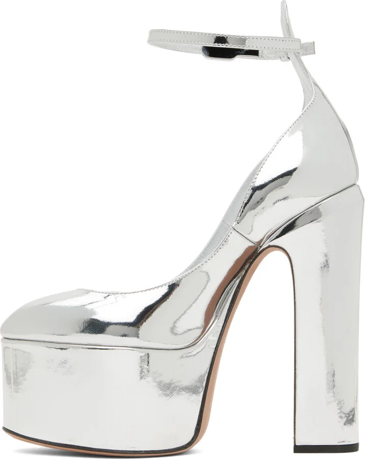 Valentino Garavani Silver Tan-Go Platform Pumps - Image 3