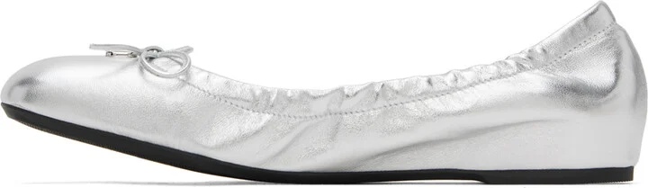 Valentino Garavani Silver VLogo Signature Ballerina Flats - Image 3