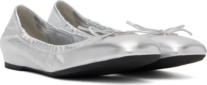 Valentino Garavani Silver VLogo Signature Ballerina Flats - Image 4