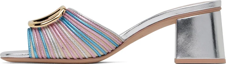 Valentino Garavani Silver VLogo Signature Heeled Sandals - Image 3