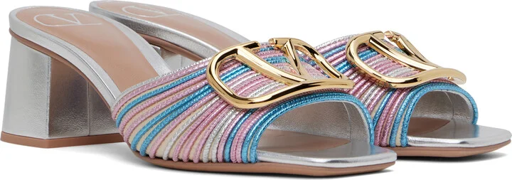 Valentino Garavani Silver VLogo Signature Heeled Sandals - Image 4