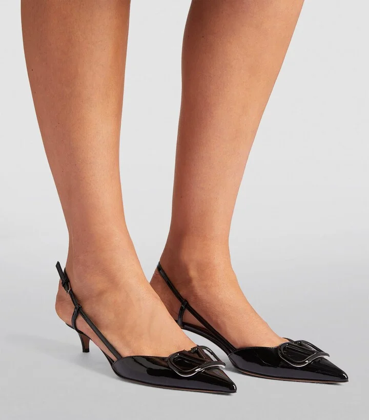 Valentino Garavani Slingback Logo Heels 40 - Image 2