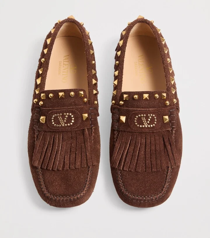 Valentino Garavani Suede Embellished Driving Shoes - Image 2