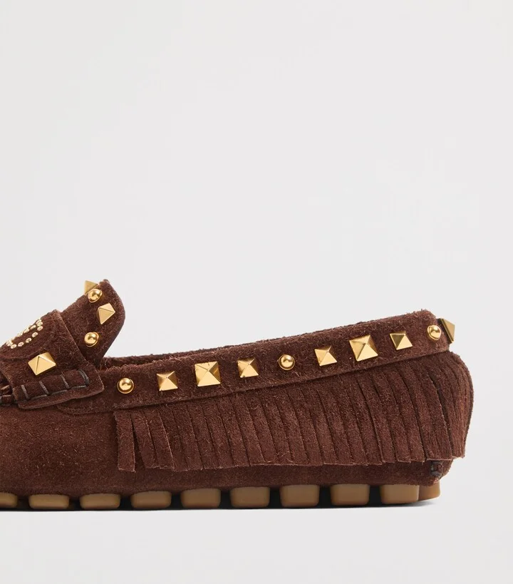 Valentino Garavani Suede Embellished Driving Shoes - Image 4