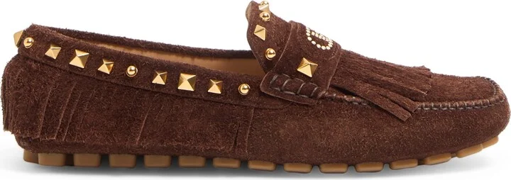 Valentino Garavani Suede Embellished Driving Shoes