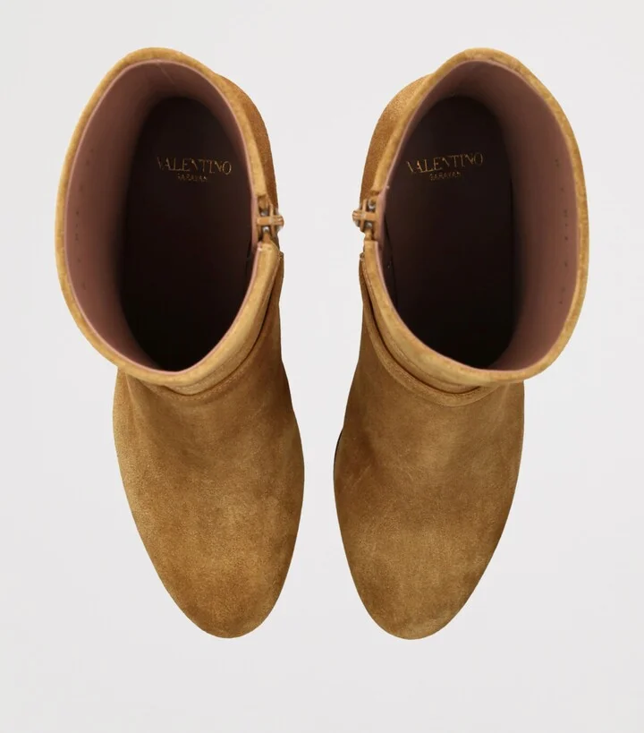 Valentino Garavani Suede Pattie Heeled Ankle Boots 75 - Image 4