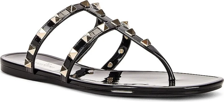 Valentino Garavani Summer Rockstud PVC Thong Sandal in Black - Image 2