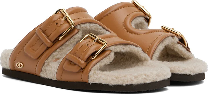 Valentino Garavani Tan Fussfriend Slide Sandals - Image 4