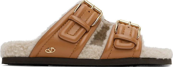 Valentino Garavani Tan Fussfriend Slide Sandals