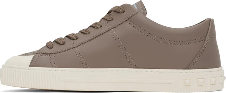 Valentino Garavani Taupe Cityplanet Calfskin Sneakers - Image 3