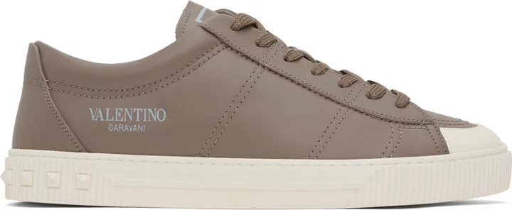 Valentino Garavani Taupe Cityplanet Calfskin Sneakers