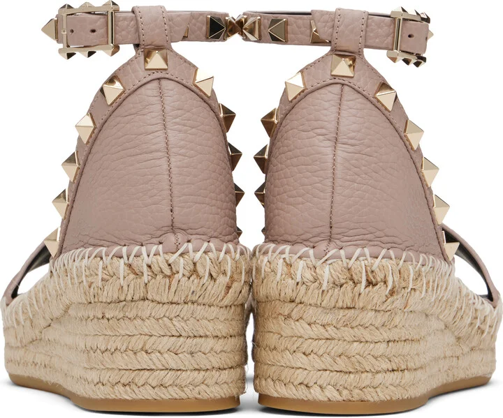 Valentino Garavani Taupe Double Rockstud Sandals - Image 2