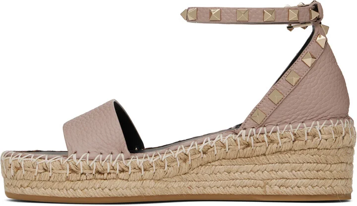 Valentino Garavani Taupe Double Rockstud Sandals - Image 3
