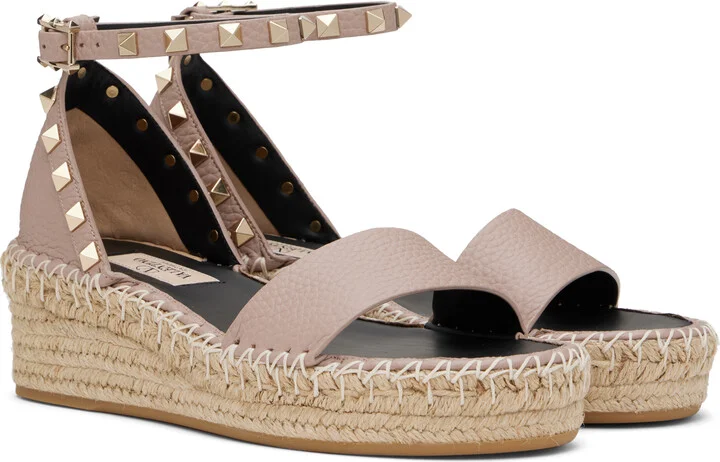 Valentino Garavani Taupe Double Rockstud Sandals - Image 4