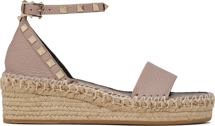 Valentino Garavani Taupe Double Rockstud Sandals