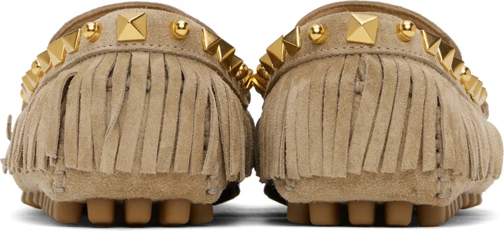 Valentino Garavani Taupe Plaster Caster Driver Loafers - Image 2