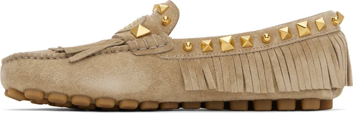 Valentino Garavani Taupe Plaster Caster Driver Loafers - Image 3