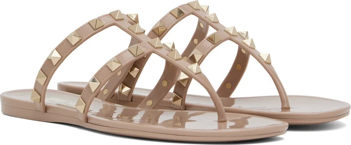 Valentino Garavani Taupe Summer Rockstud Sandals - Image 4