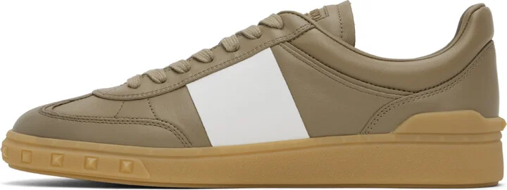 Valentino Garavani Taupe Upvillage Calfskin Sneakers - Image 3