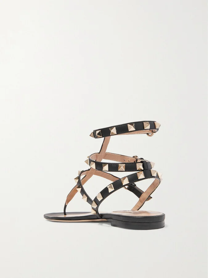 Valentino Garavani - The Rockstud Leather Sandals - Black - Image 3