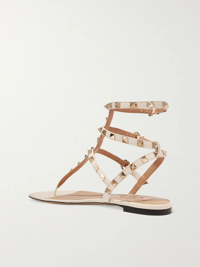 Valentino Garavani - The Rockstud Leather Sandals - Ivory - Image 3