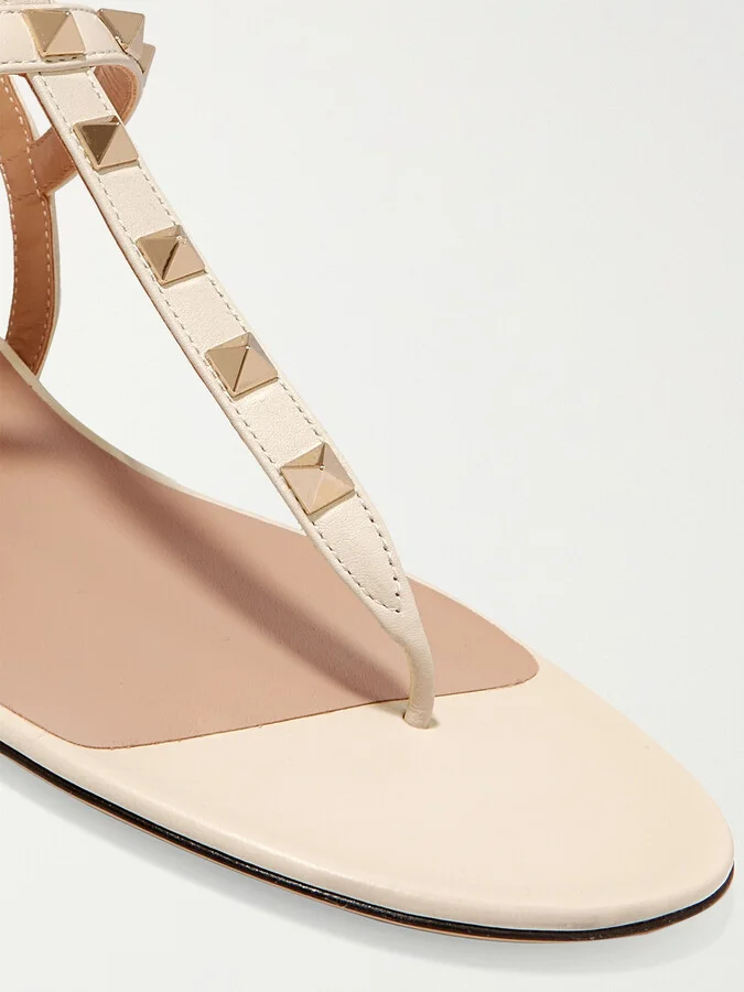 Valentino Garavani - The Rockstud Leather Sandals - Ivory - Image 4