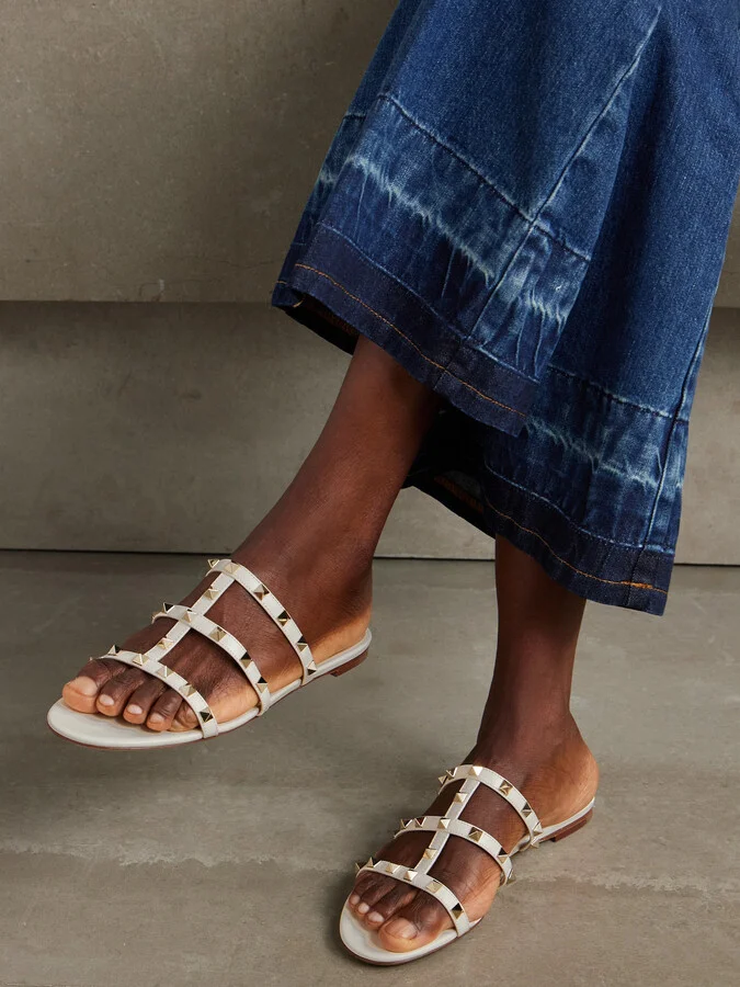 Valentino Garavani - The Rockstud Leather Sandals - Ivory - Image 2