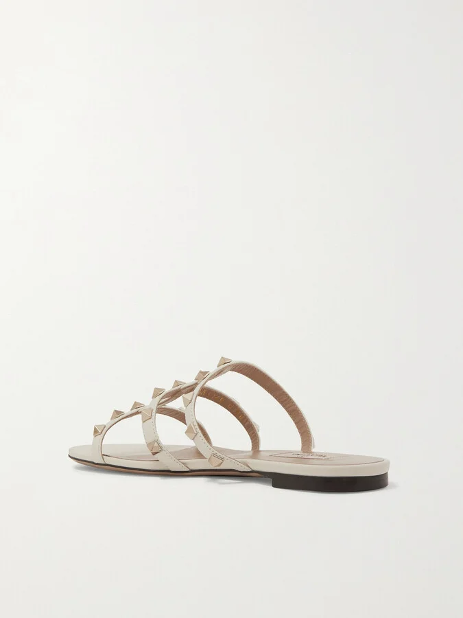 Valentino Garavani - The Rockstud Leather Sandals - Ivory - Image 3