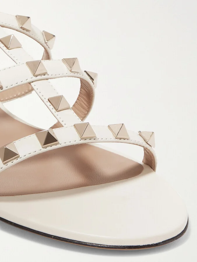 Valentino Garavani - The Rockstud Leather Sandals - Ivory - Image 4