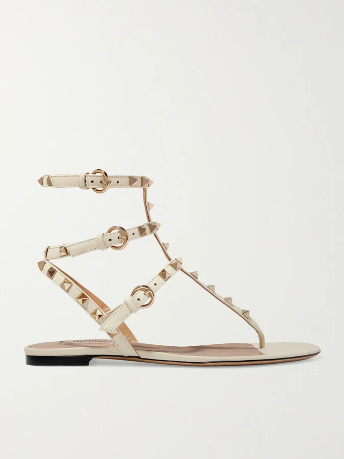 Valentino Garavani - The Rockstud Leather Sandals - Ivory