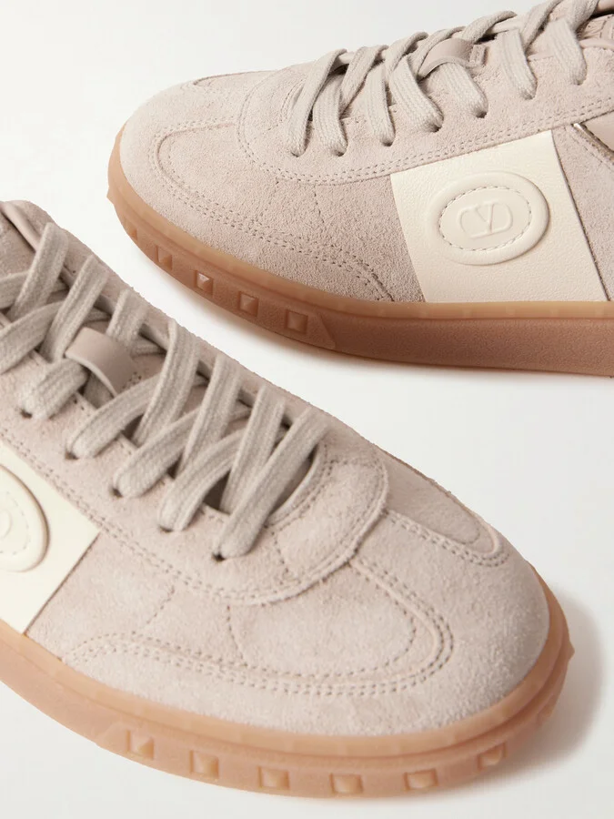 Valentino Garavani - Upvillage Leather-trimmed Suede Sneakers - Brown - Image 4