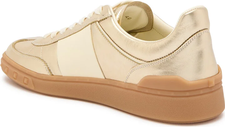 Valentino Garavani Upvillage Panelled Metallic Leather Sneakers - Image 2